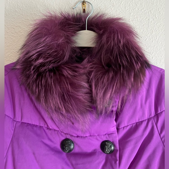 ❗️Clearance❗️Emilio Pucci Purple Real Fox Fur Down Jacket Women 3/4 Sleeves - Picture 5 of 17